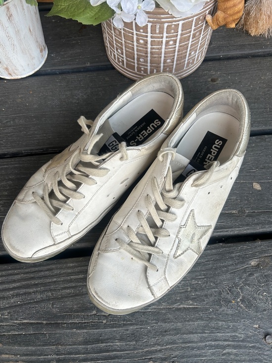Golden Goose Shoes - Golden Goose White Leather Super Star Sneakers
